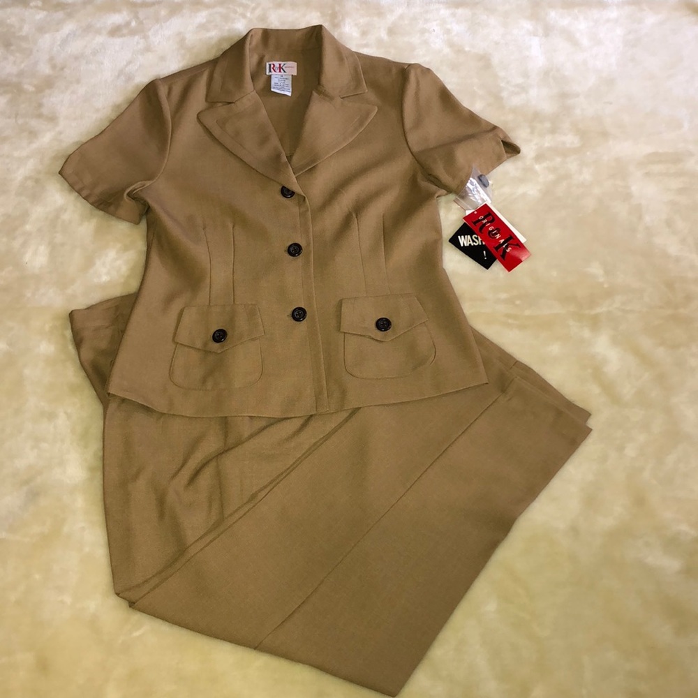 NWT R&K Taupe 2 Piece Suit